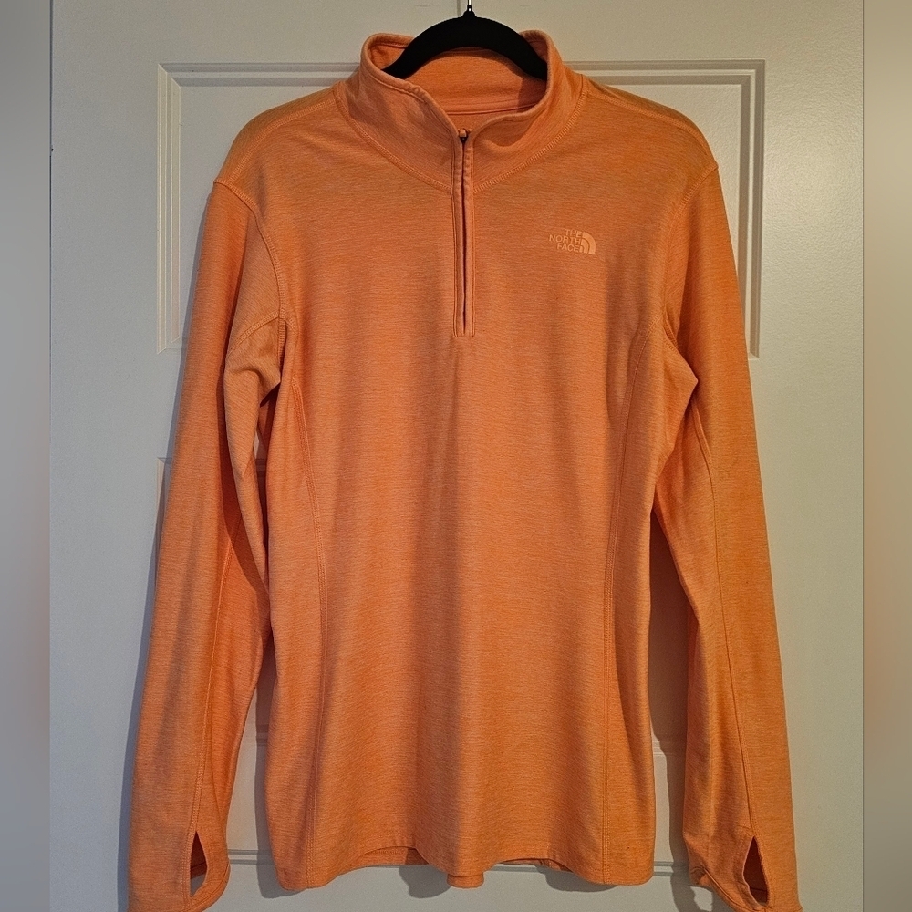 North Face Women's Peach Orange Long Sleeve Pullover sz large